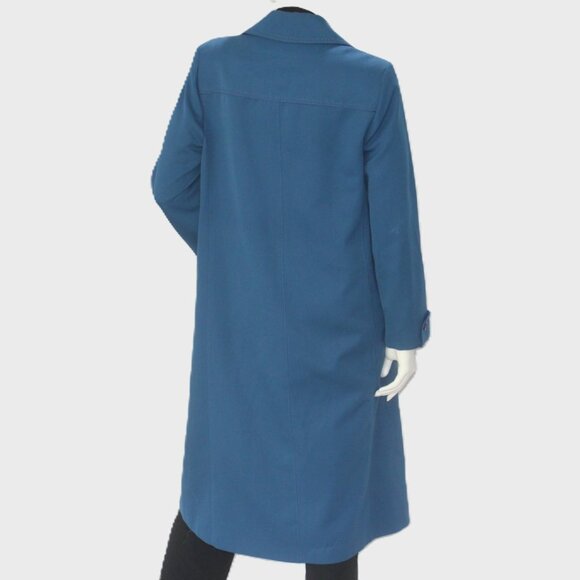 Vintage Forecaster of Boston Blue Trench Coat 1970's Minimalist Long Jacket M/L - Picture 5 of 11